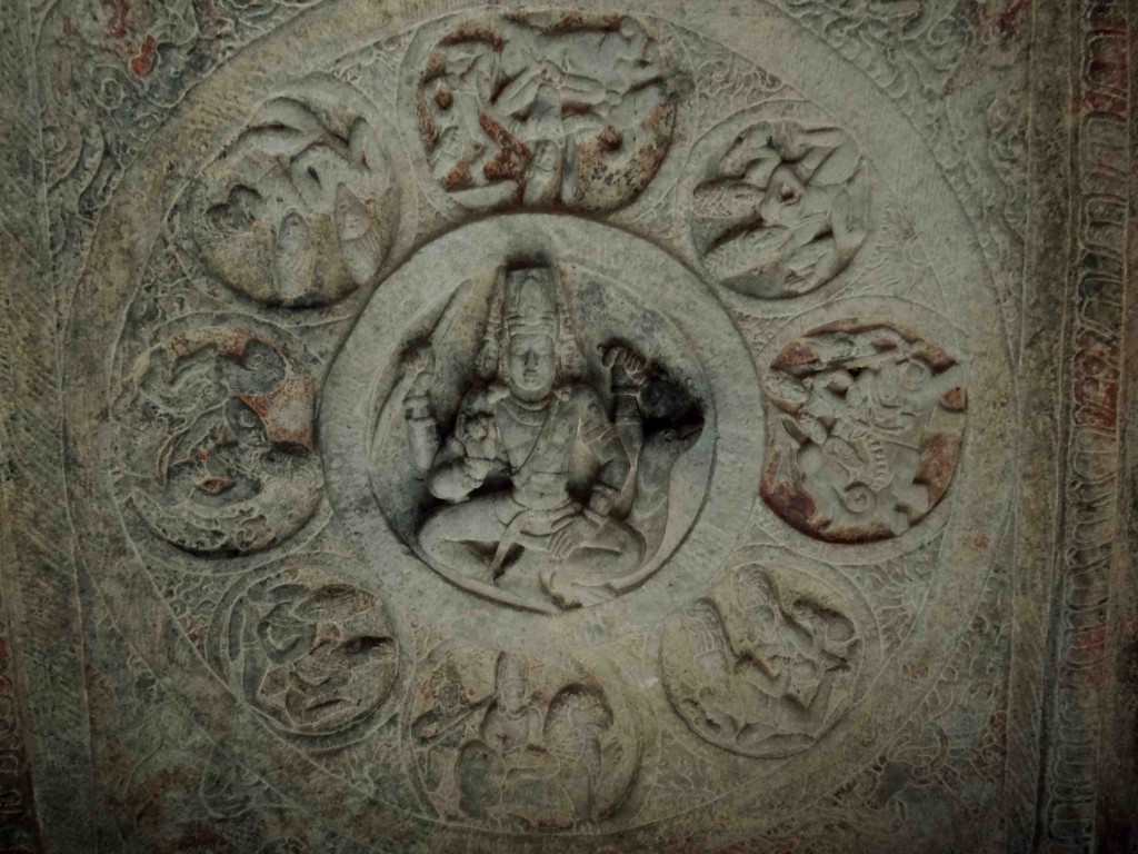 Badami,rock cut cave temples,India,Karnataka,sculpture,carvings,rooftop carving
